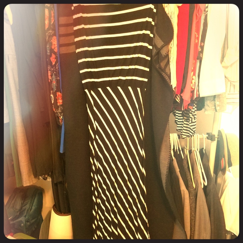 Black & white striped maxi dress